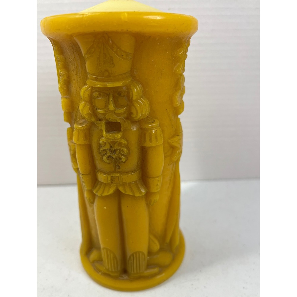Vintage Johann Gunter Carved Wax Candle Nutcracker German Windmill Yellow